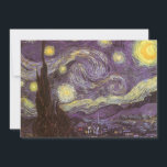Invitación Vincent van Gogh - Noche Starry<br><div class="desc">Noche estrellada (1889) de Vincent van Gogh es una pintura vintage de la naturaleza del paisaje artístico de arte fino. Vista de una ciudad en un valle por la noche con nubes girando, las estrellas brillando y una hermosa luna dorada de media luna amarilla. Se pintó durante el día desde...</div>