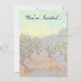 Invitación Vincent Van Gogh - Olivar con cielo anaranjado