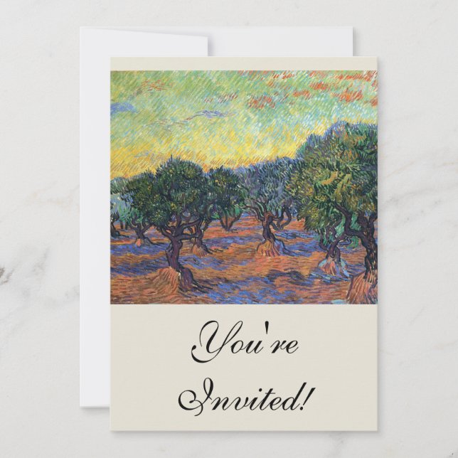 Invitación Vincent Van Gogh Olive Grove Impresionsionism Art (Anverso)