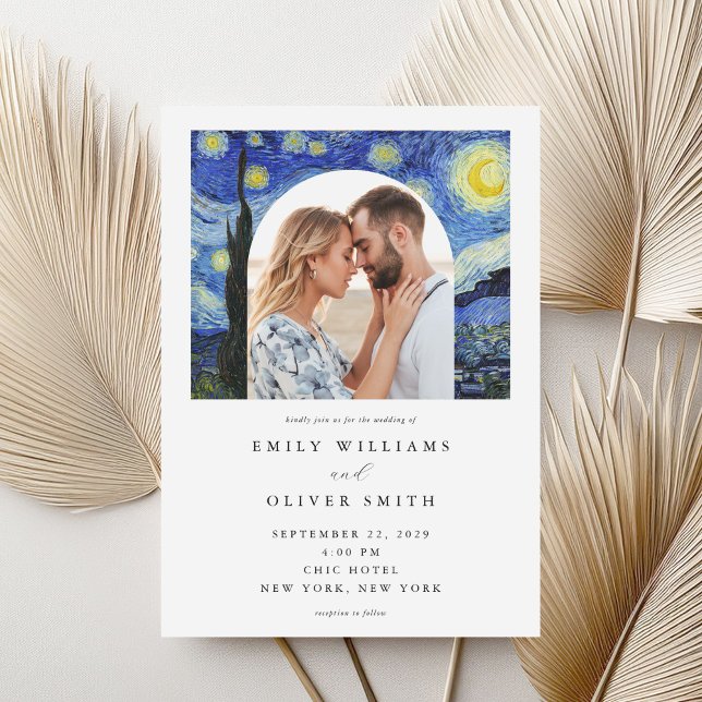 Invitación Vincent Van Gogh Starry Night Photo Boda (Subido por el creador)