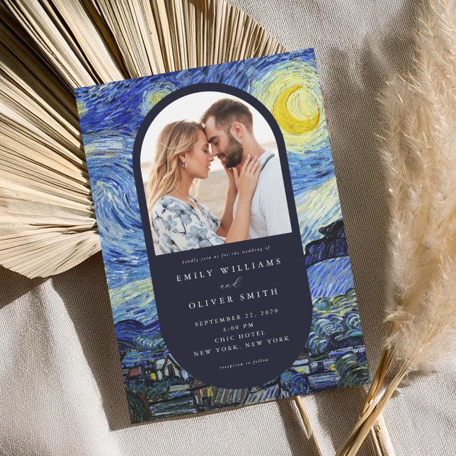 Invitación Vincent Van Gogh Starry Night Photo Boda (Subido por el creador)