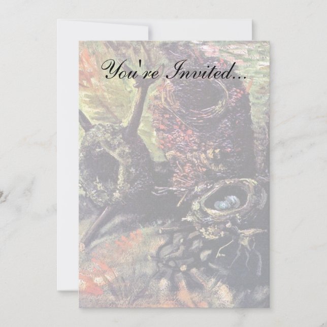 Invitación Vincent Van Gogh - Todavía La Vida Con Nidos De Av (Anverso)