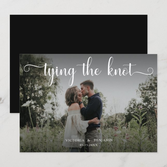 Invitación Vinculación de la foto de Knot superpuesta escritu (Anverso / Reverso)