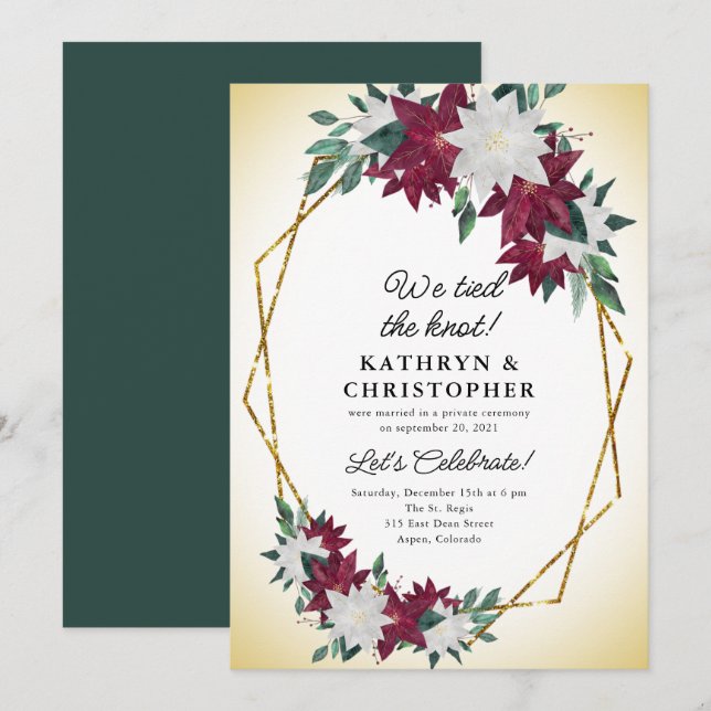 Invitación Vinculamos Al Boda De Los Navidades De La Poinsett (Anverso / Reverso)