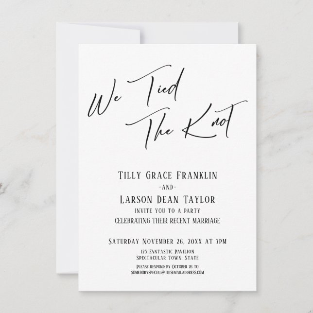 Invitación Vinculamos la simple tipografía elegante del nudo (Anverso)