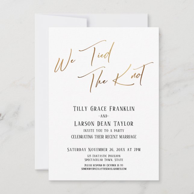 Invitación Vinculamos la tipografía simple Gold Elegante (Anverso)