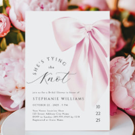 Invitación Vinculando el Knot Pink Bow Bridal Shower