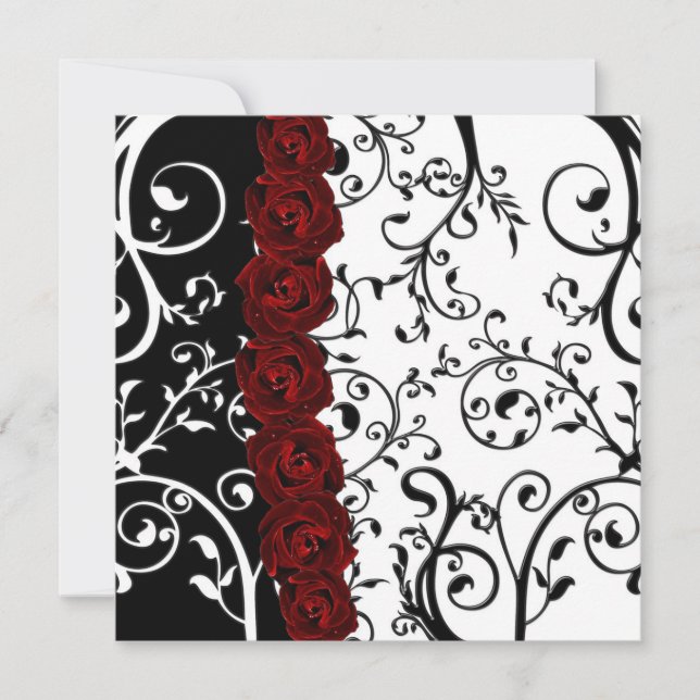 Invitación Vine Damask y Rosas Gótico Boda (Anverso)