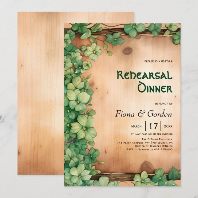 Invitación Vine St. patricks Día boda cena de ensayo (Anverso / Reverso)