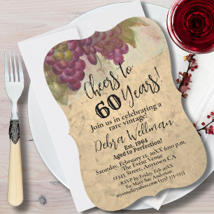 Invitación Viñedo 60 Cumpleaños Felicidades por 60 Años Elega