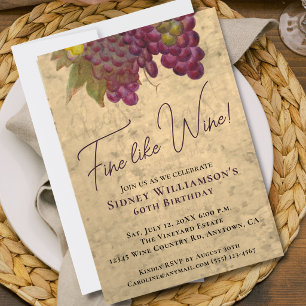 Invitación Viñedo 60 Cumpleaños Fino Como el Vino Elegante