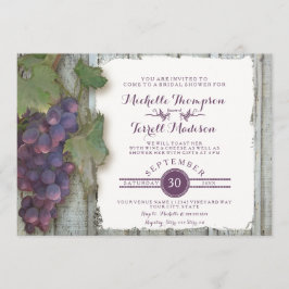 Invitación Viñedo rústico del vino del país de la ducha