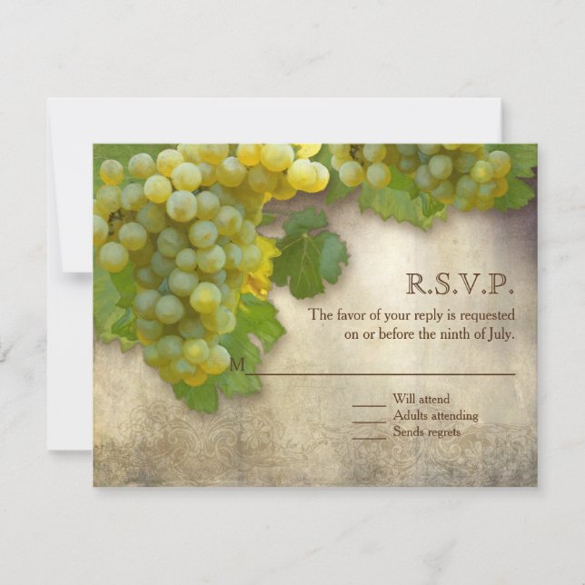 Invitación Viñedo Toscano Rústico Elegante Arte de Vino Blanc (Anverso)