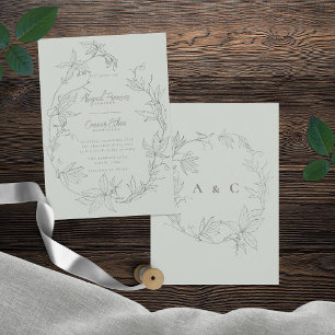 Invitación Vines minimalistas dibujados a mano Sage Green Gra