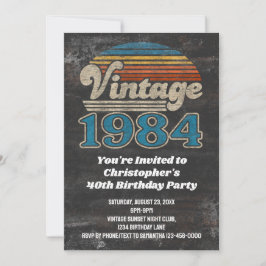 Invitación Viñeta 1984 Año de Nacimiento 40º cumpleaños Sunse