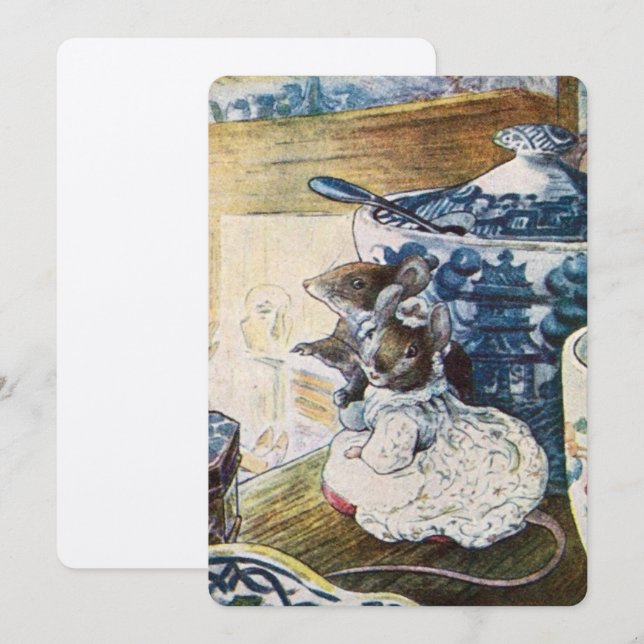 Invitación Viñeta Beatrix Potter sastre de ratones de Glouces (Anverso / Reverso)