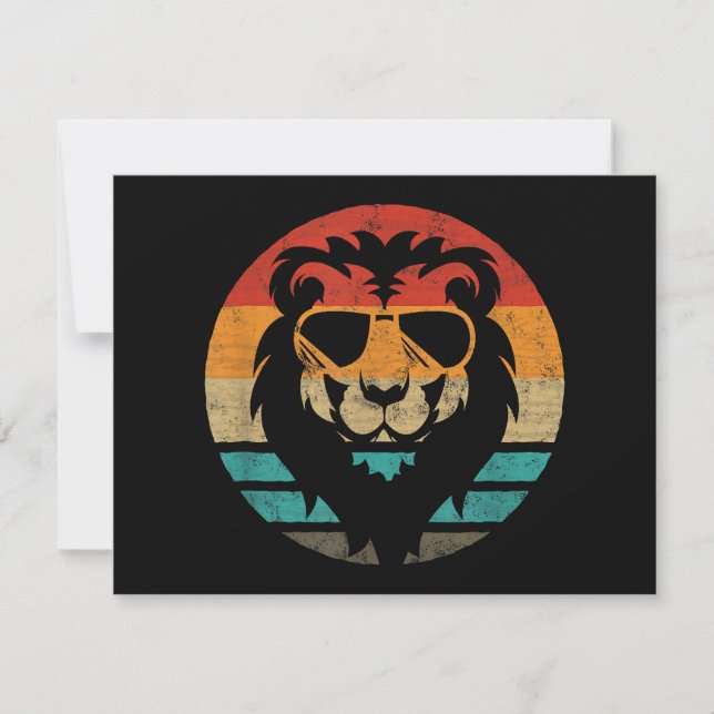 Invitación Viñeta estilo retro de león (Anverso)