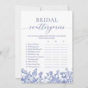 Invitación Viñeta Floral Azul Floral Bridal Scattergories Jue
