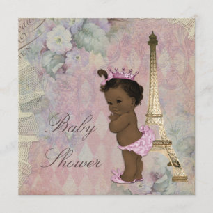 Invitación Viñeta París Étnica Princesa Floral Baby Shower