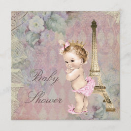 Invitación Viñeta París Princesa Floral Baby Shower