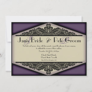 Invitación Viñeta púrpura Dusky, invitati boda