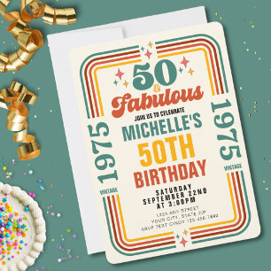 Invitación Viñeta Retro 50 Y Fabuloso Cumpleaños