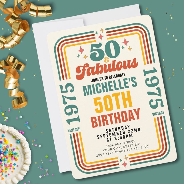 Invitación Viñeta Retro 50 Y Fabuloso Cumpleaños (Subido por el creador)