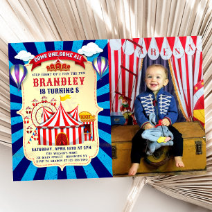 Invitación Viñeta retro Circo Carnaval Foto de cumpleaños