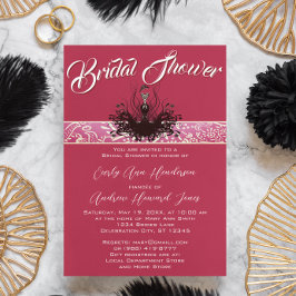 Invitación Viñeta Retro Magenta De Moda Rosa Diva