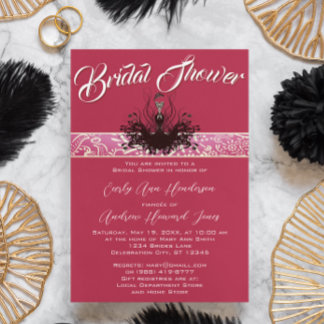 Invitación Viñeta Retro Magenta De Moda Rosa Diva