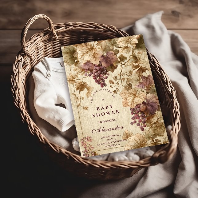 Invitación Vineyard Grape Floral Baby Shower (Subido por el creador)