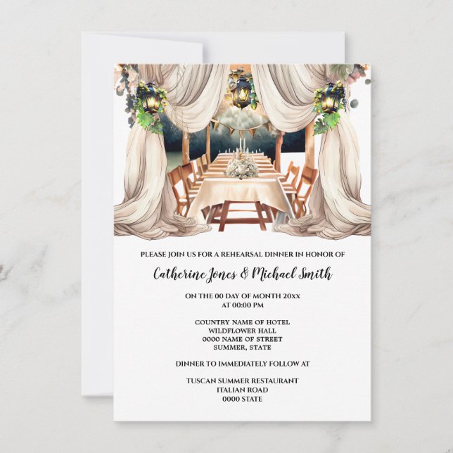 Invitación Vineyard Toscana de alta cocina italiana (Anverso)