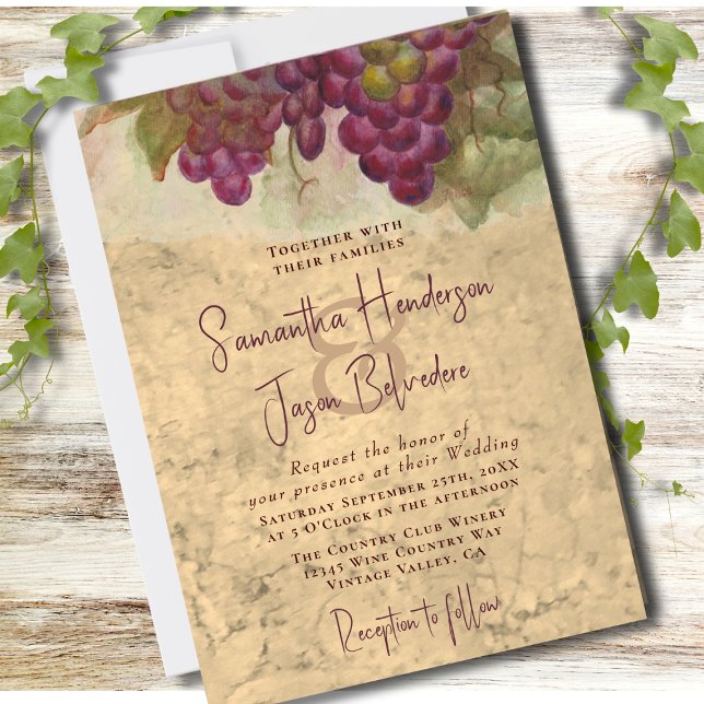 Invitación Vineyard Wedding Elegant Rustic Watercolor  (Subido por el creador)