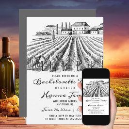 Invitación Vineyard Winery Rustic Sketch Bachelorette Party