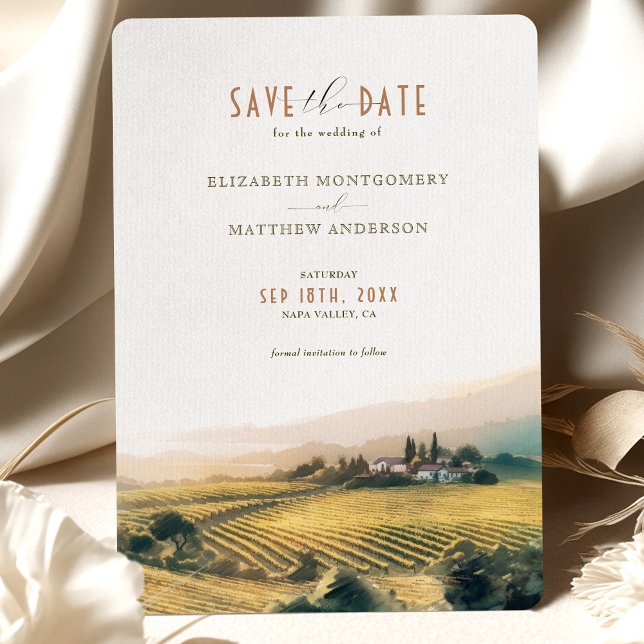 Invitación Vineyards de acuarela Napa Valley Save the Date (Subido por el creador)