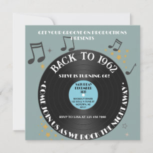Invitación Vinil Record 60. Fiesta de cumpleaños