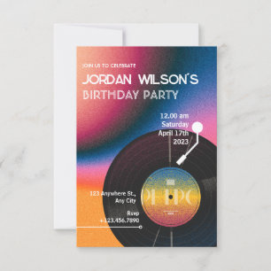 Invitación Vinilo colorido retro