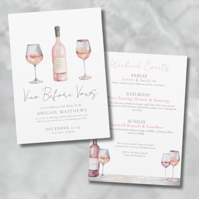 Invitación Vino antes de la fiesta de la bachillerato de vino (Girls Vino Before Vows Wine Bachelorette Party Invitation)