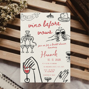 Invitación Vino antes de las vacas arroja ducha de novia roja