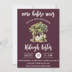 Invitación Vino antes de las Vacas, Trellis, Ducha de Novias 