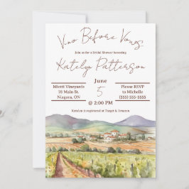 Invitación Vino antes de las vacas, viña ducha de novias