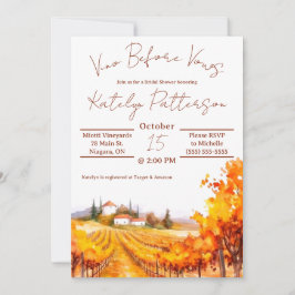 Invitación Vino antes de las vacas, viña ducha de novias