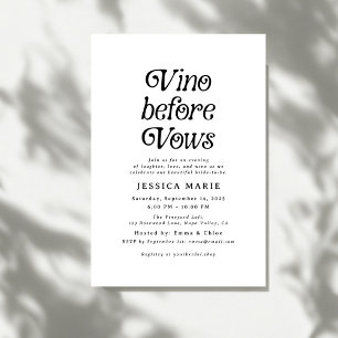 Invitación Vino antes de los votos   Ducha Retro Escolar Míni