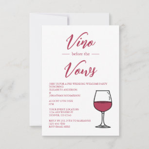 Invitación Vino Antes de los Votos Fiesta de Bienvenida Pre-B