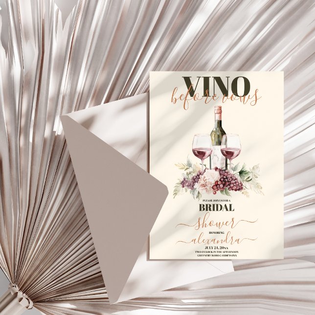 Invitación Vino antes de presentar ducha nupcial blanca moder (Subido por el creador)
