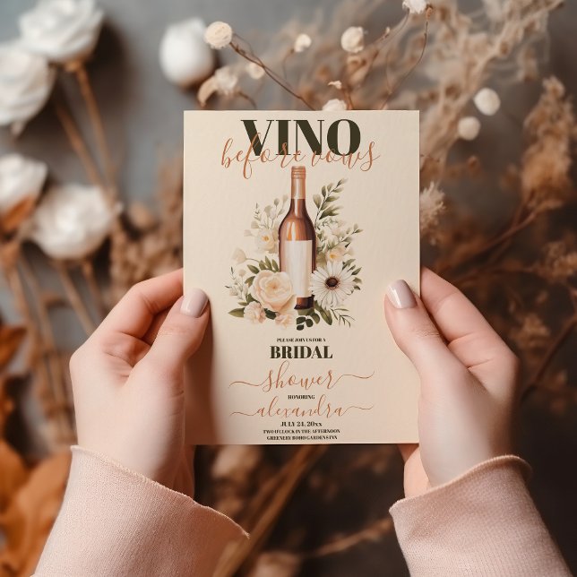 Invitación Vino antes de presentar ducha nupcial blanca moder (Subido por el creador)