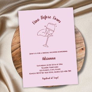 Invitación Vino antes de prometer ducha de novia de vino rosa