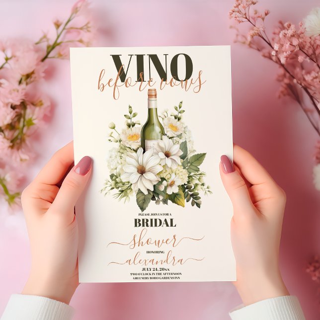 Invitación Vino Antes De Vacas Tema Vino Floral Ducha De Novi (Subido por el creador)