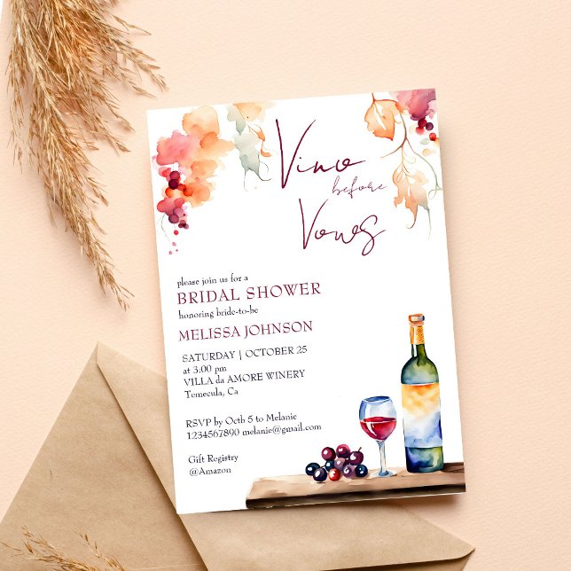 Invitación Vino antes de vales modelo de ducha de novia de bo (Vino before vows winery bridal shower template invitation digital download winery vineyard bridal)