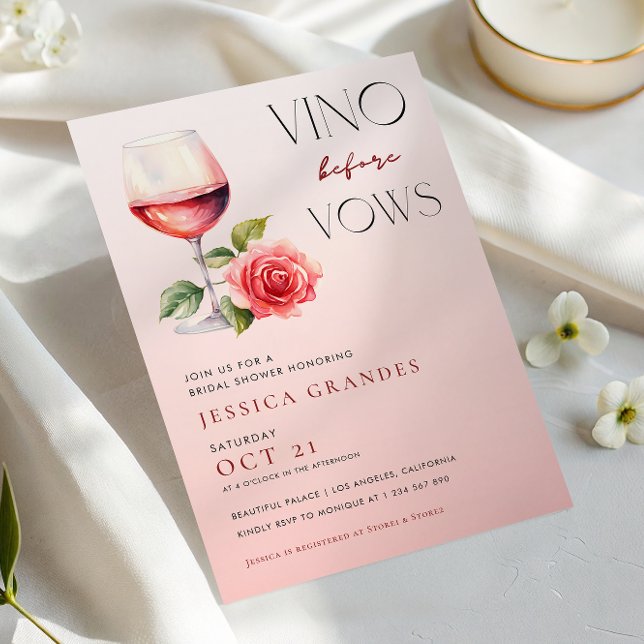 Invitación Vino Antes De Var El Tema Del Vino Rosa Ducha Brid (Subido por el creador)